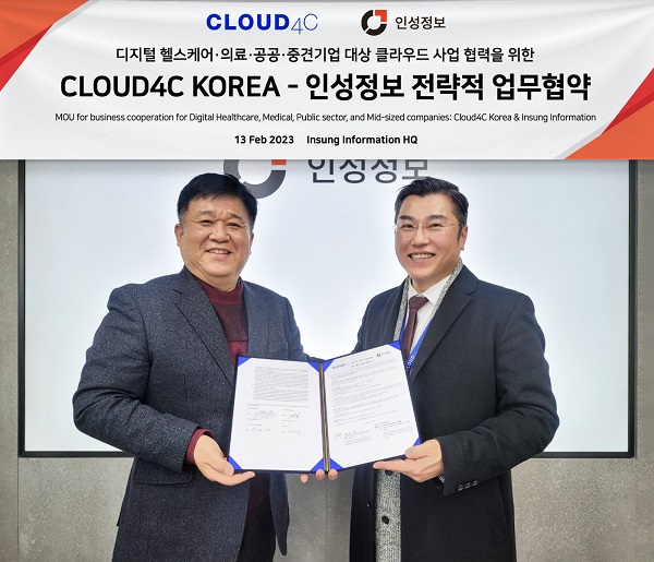 (왼쪽부터) 인성정보 손영삼 대표, Cloud4C 서피터 지사장